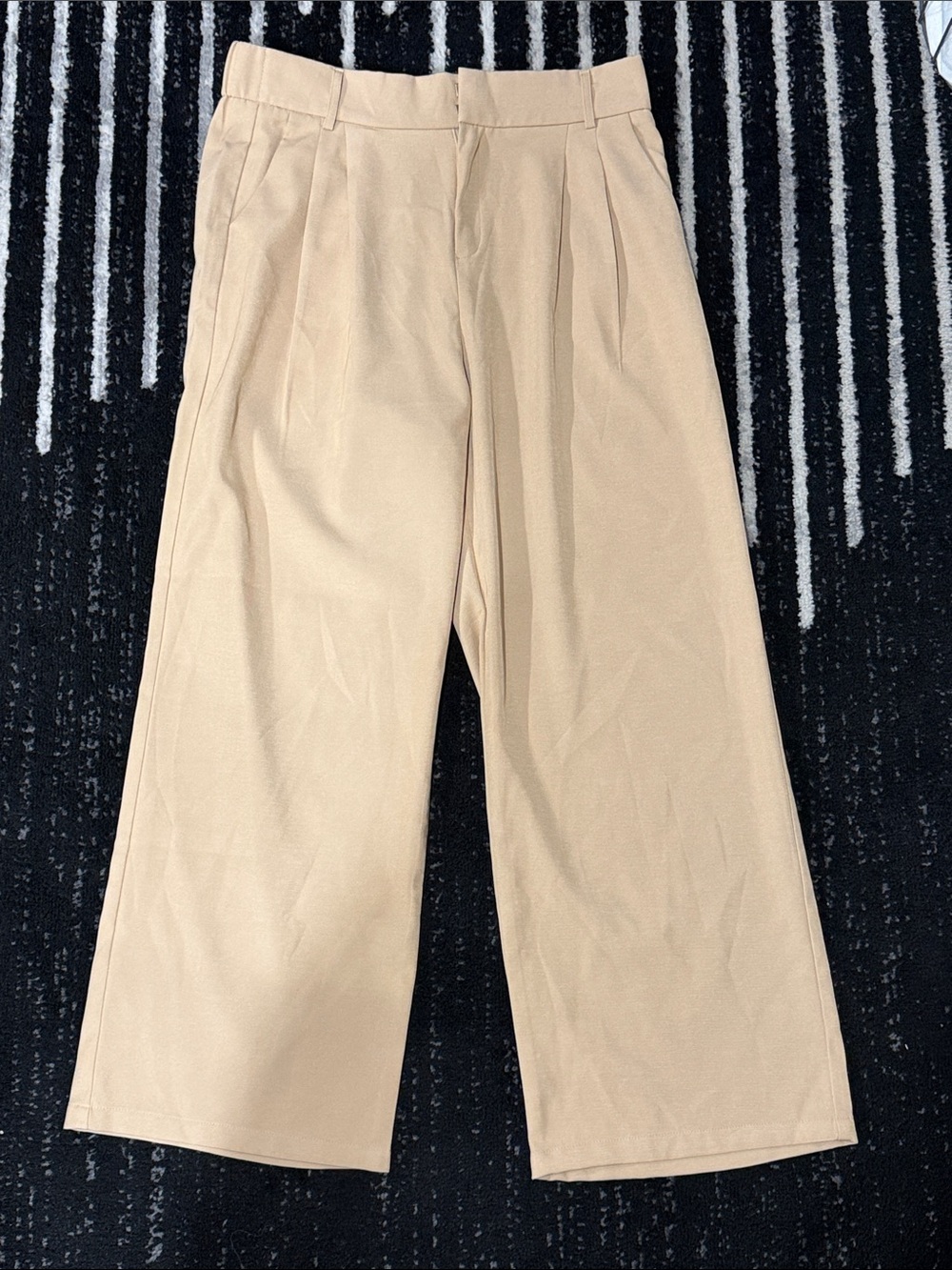 Wide Leg Beige Trousers